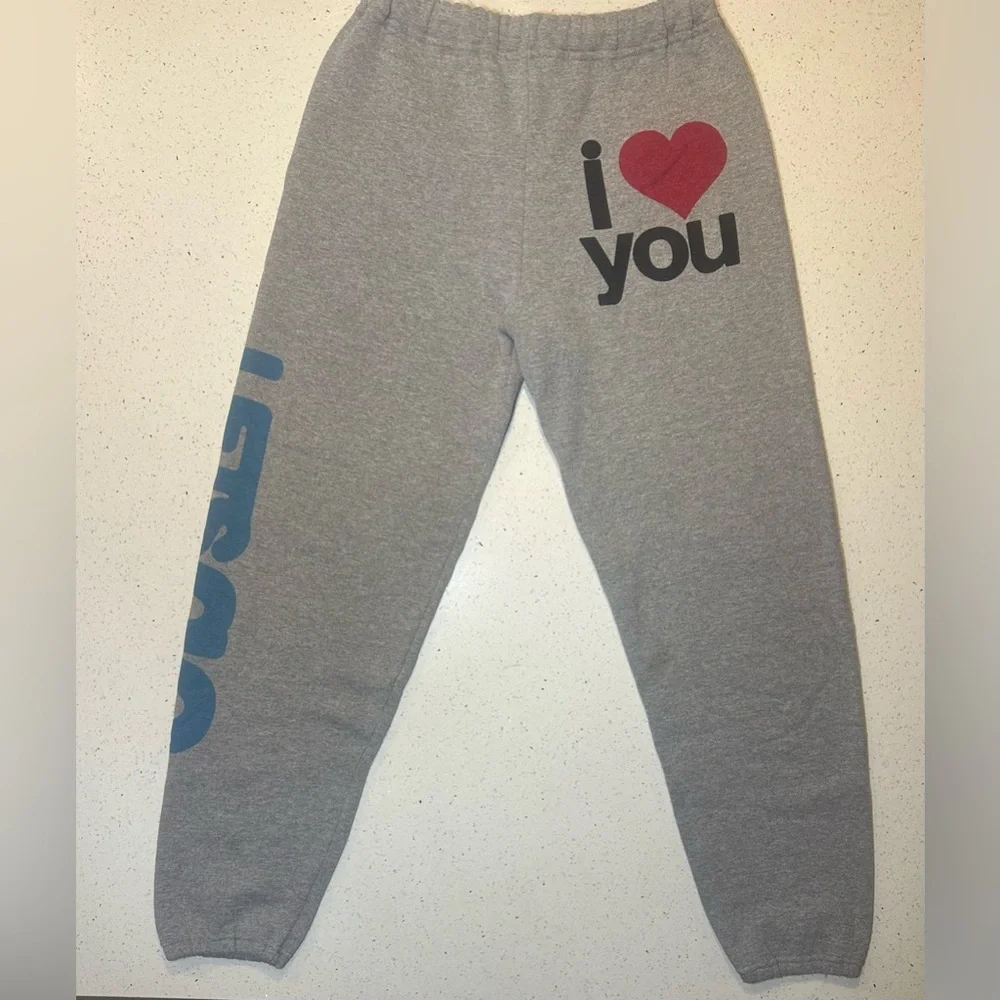 Freecity RARE “let’s go” unisex sweats with “I ❤️ You” on front/thick waistband - Picture 2 of 14